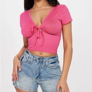 Y2K Jolie & Joy Pink Clueless Barbie Ruched Open Back Crop Top SZ L